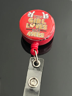This girl loves her 49ers badge reel
